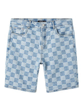 Indlæs billede til gallerivisning NLMCHECKIZZA Shorts - Medium Blue Denim
